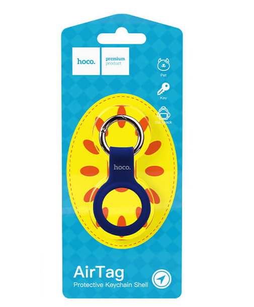 Чехол-брелок Hoco для Apple AirTag Silicone Protective Keychain Shell Short Style Navy Blue