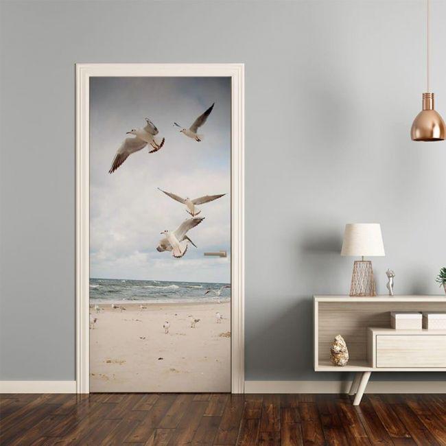 Наклейка интерьерная на двери Sticker Wall SW-00000937 Чайки на пляже 104х210 см