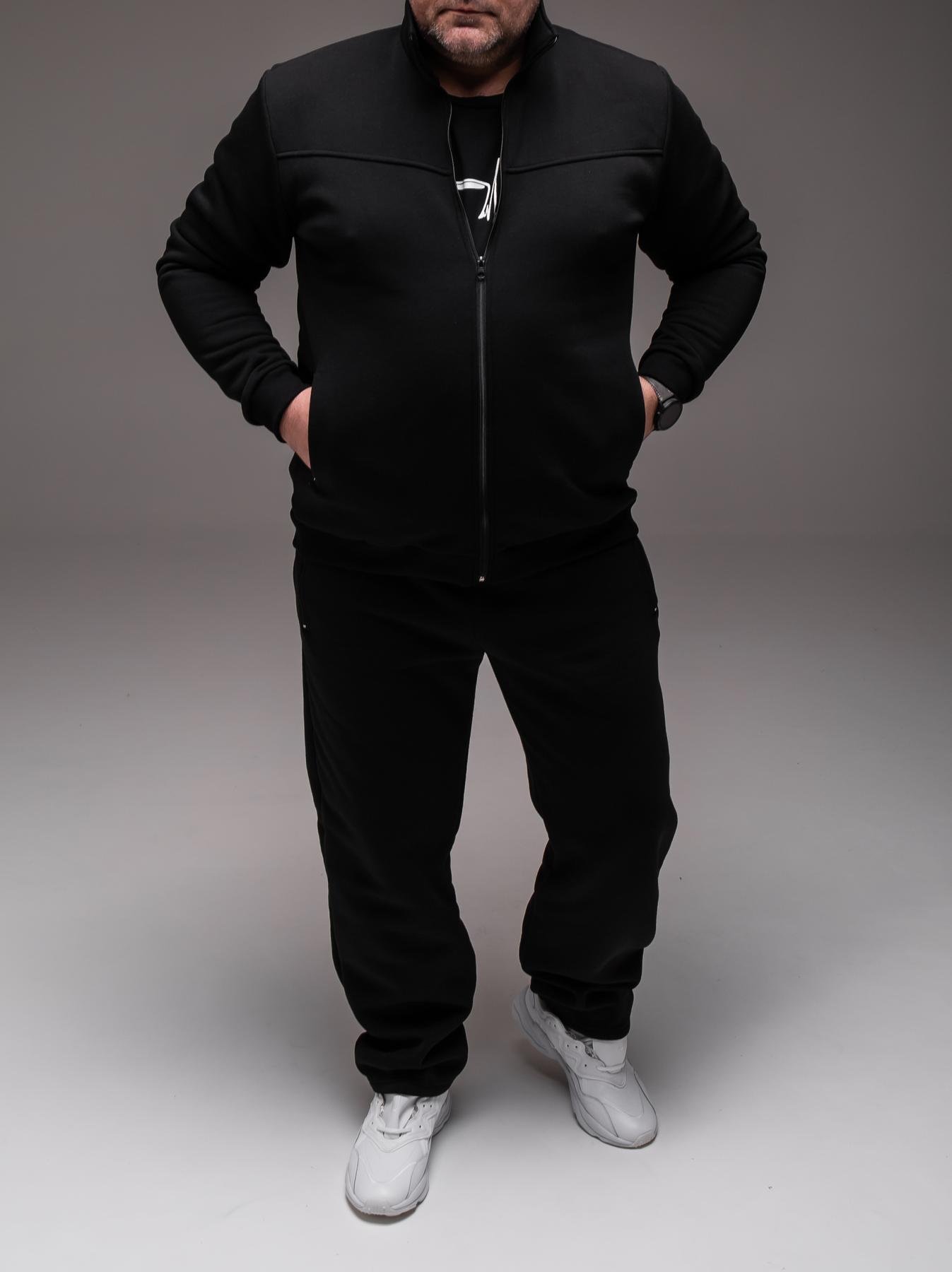 Спортивний костюм чоловічий зимовий на флісі батал 3XL Чорний (2440) - фото 6