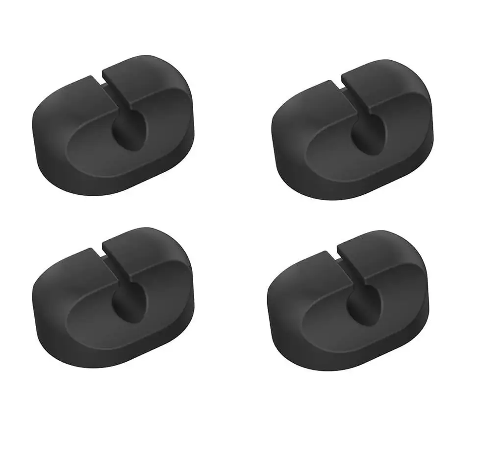 Фиксатор-держатель для проводов и кабеля с клейкой лентой 4 шт. Черный