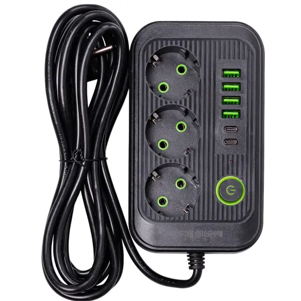 Фільтр-подовжувач мережевий POWER 3 розетки 6 USB та кнопка вимкнення 3 м Чорний (147-107-HP-5-20) - фото 3 Фільтр-подовжувач мережевий POWER 3 розетки 6 USB та кнопка вимкнення 3 м Чорний (147-107-HP-5-20) - фото 3