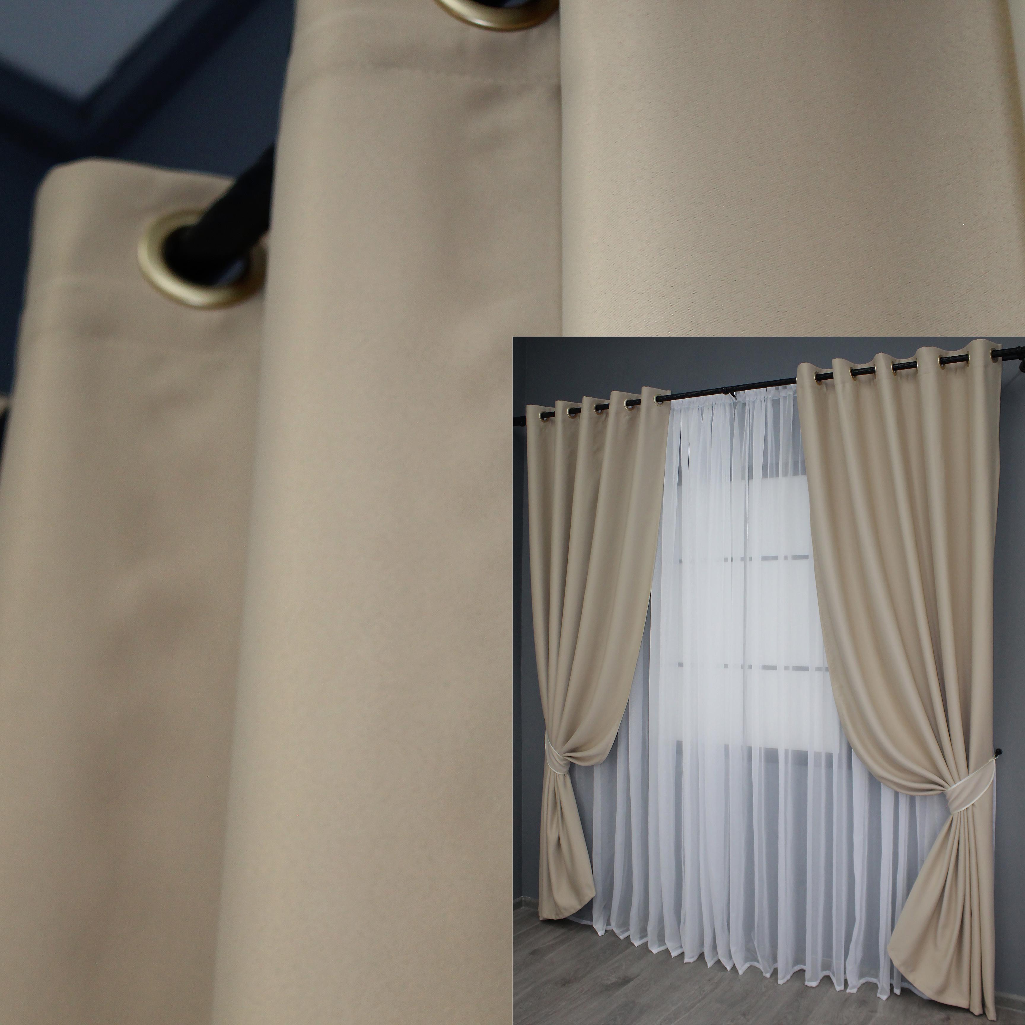 Комплект штор на люверсах VR-Textil Блекаут Bagema Rvs № 1240ш 150х250 см 2 шт. Бежевий (37-0016) - фото 8 Комплект штор на люверсах VR-Textil Блекаут Bagema Rvs № 1240ш 150х250 см 2 шт. Бежевий (37-0016) - фото 8