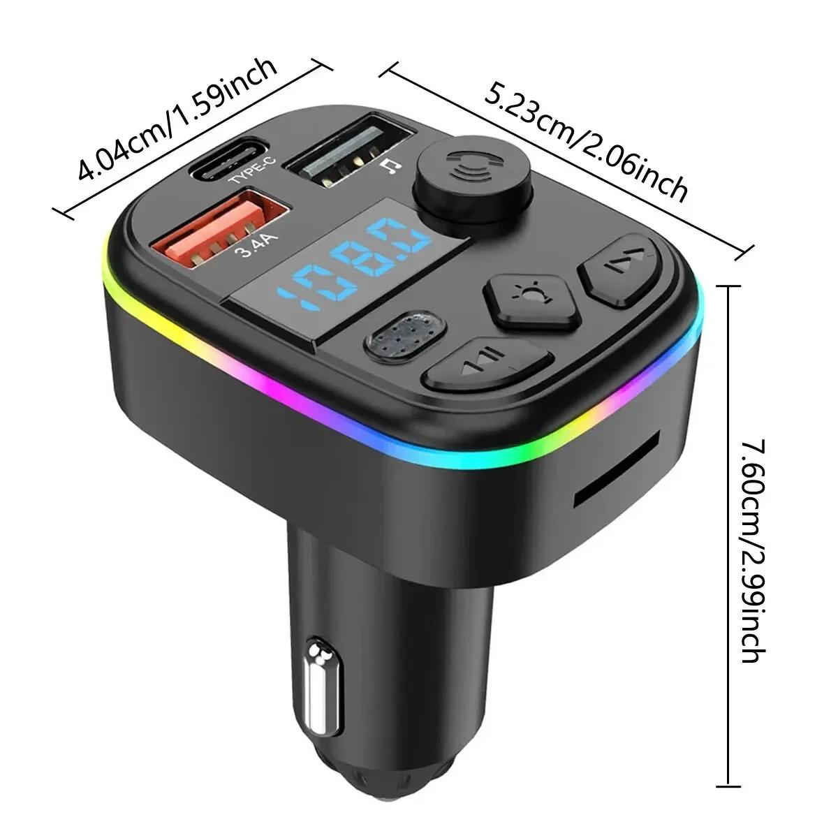 FM-трансмиттер Y3Z5 Type-C 2 USB 3.1A MicroSD Bluetooth 5.0 с зарядным устройством (566-2222) - фото 6
