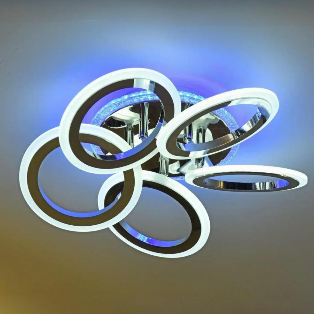 Люстра светодиодная Sirius на пять плафонов 116W 3000-6500К Хром (Ш 55642/5 116W)