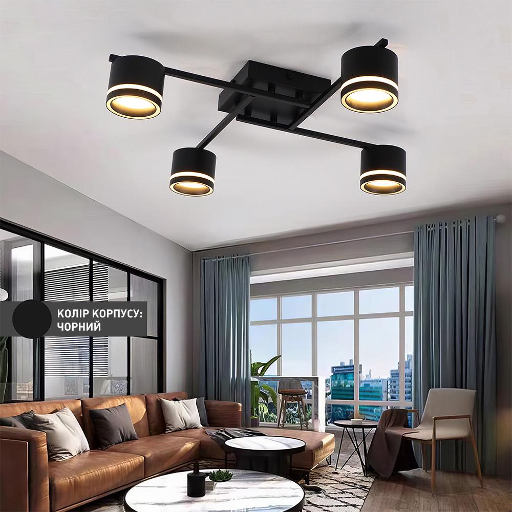 Люстра на 4 лампи ESLLSE GELA GX53 R 600x600x120 мм Чорний (10517) - фото 7