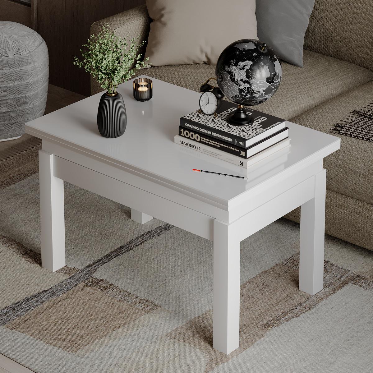 Журнальний стіл-трансформер B-Fly Glass 900x554x600 мм Білий діамант/Білі ніжки/Біле скло (GATB10010100111) - фото 3 Журнальний стіл-трансформер B-Fly Glass 900x554x600 мм Білий діамант/Білі ніжки/Біле скло (GATB10010100111) - фото 3