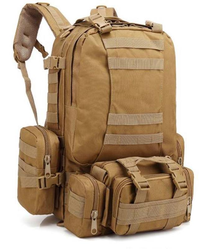 Рюкзак тактичний водонепроникний Molle комбінований 55 л 600D з 3 підсумками Койот - фото 1 Рюкзак тактичний водонепроникний Molle комбінований 55 л 600D з 3 підсумками Койот - фото 1