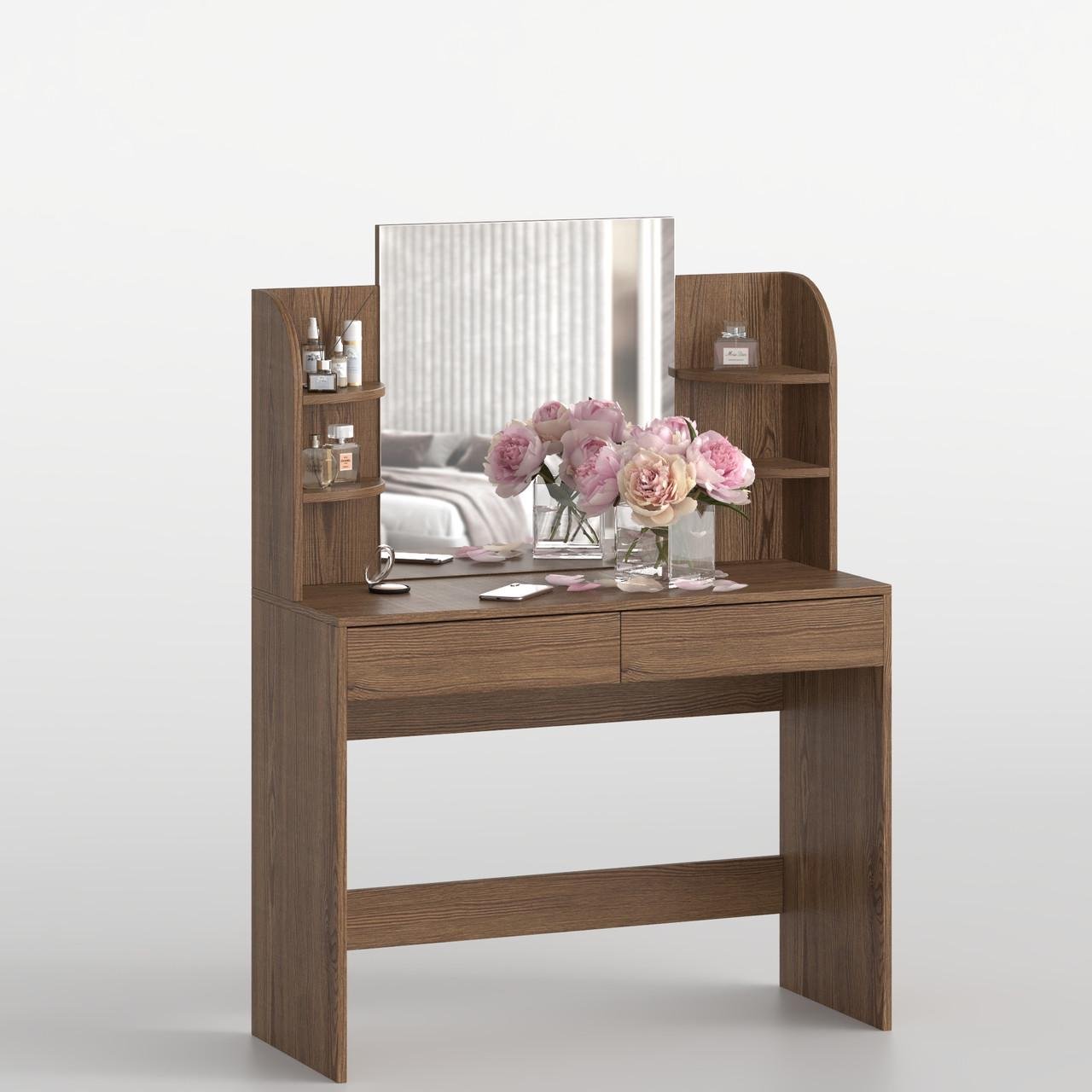 Туалетний столик New and Classic із квадратним дзеркалом 1250x1000x400 мм Дуб родос темний (ТЗ-2-1) - фото 1 Туалетний столик New and Classic із квадратним дзеркалом 1250x1000x400 мм Дуб родос темний (ТЗ-2-1) - фото 1