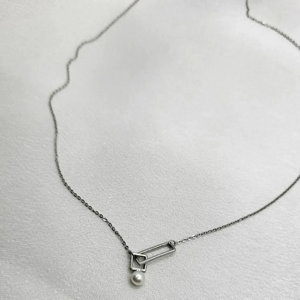 Цепочка из серебра с подвеской жемчуг 45/49 см 1,50 г