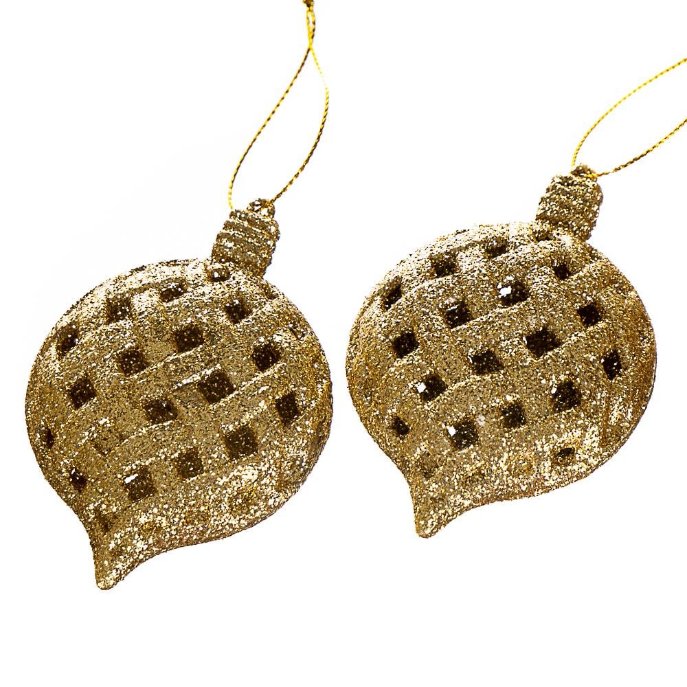 Набор елочных игрушек Капля золотые 2 шт. (009NZ)