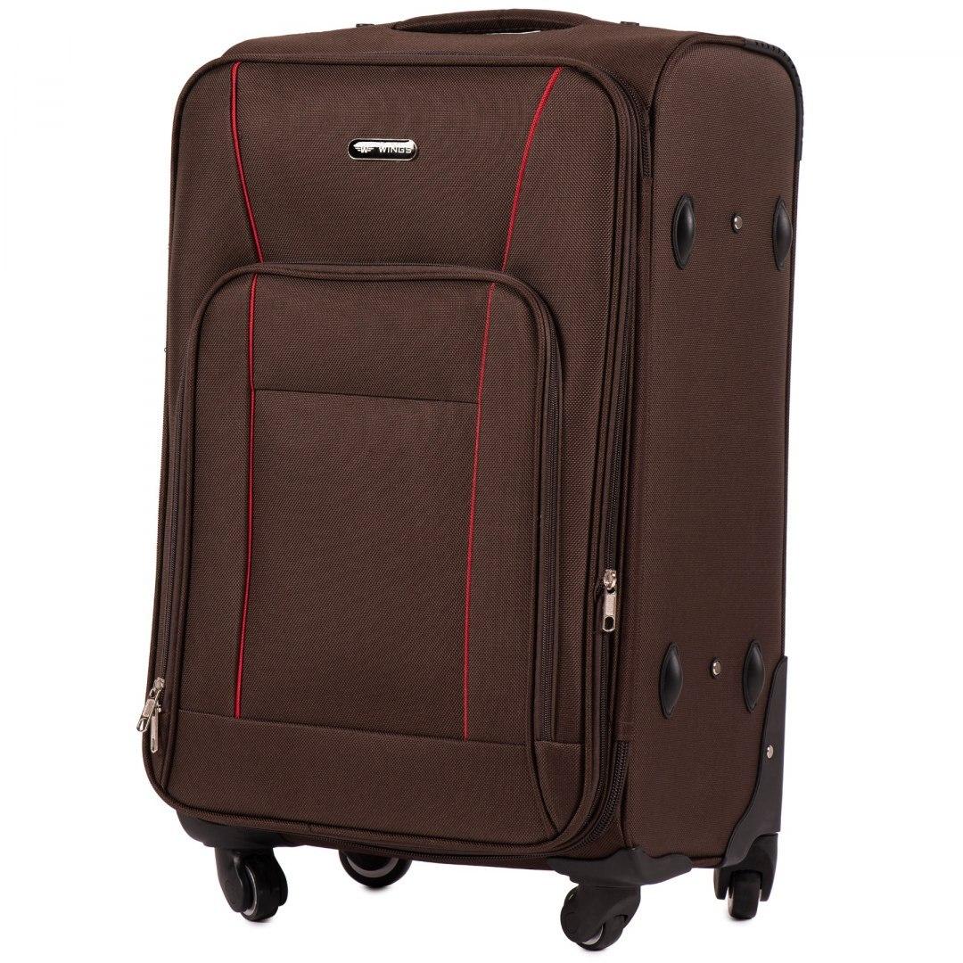 Чемодан тканевый Wings 1609 средний на 4 колесах 66х43х28 см 72 л Коричневый