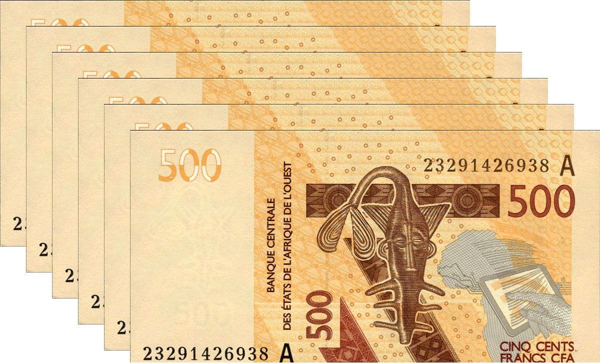 Коллекционная банкнота Кот-д'Ивуар CFA 500 франков 6 шт. 2023 год UNC (P119A)