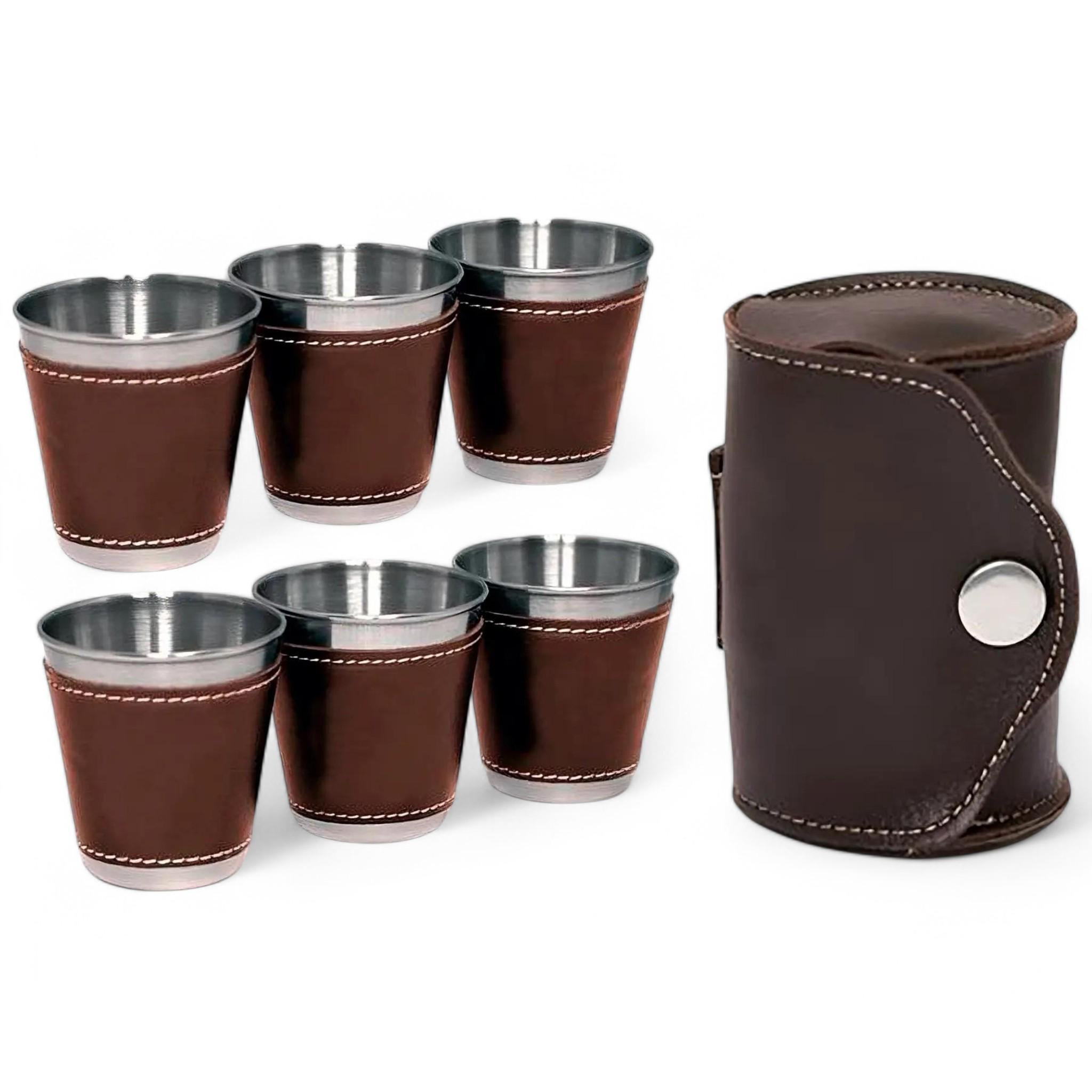 Набор производных стопок из нержавеющей стали в чехле 6 шт. по 75 мл (S_JB01)