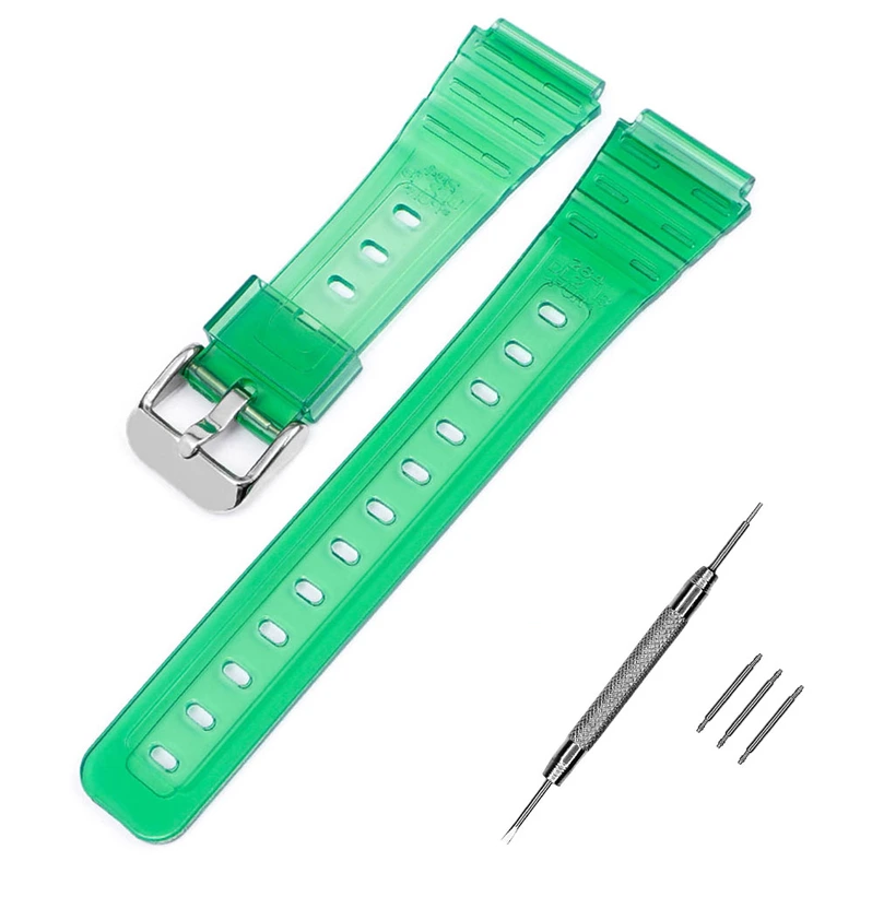 Ремінець для Casio F-91W Jelly Green SI (3829)