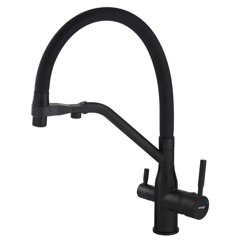 Смеситель под питьевую воду гибкий MIXXUS 021 латунь Черный (b-MI6978)