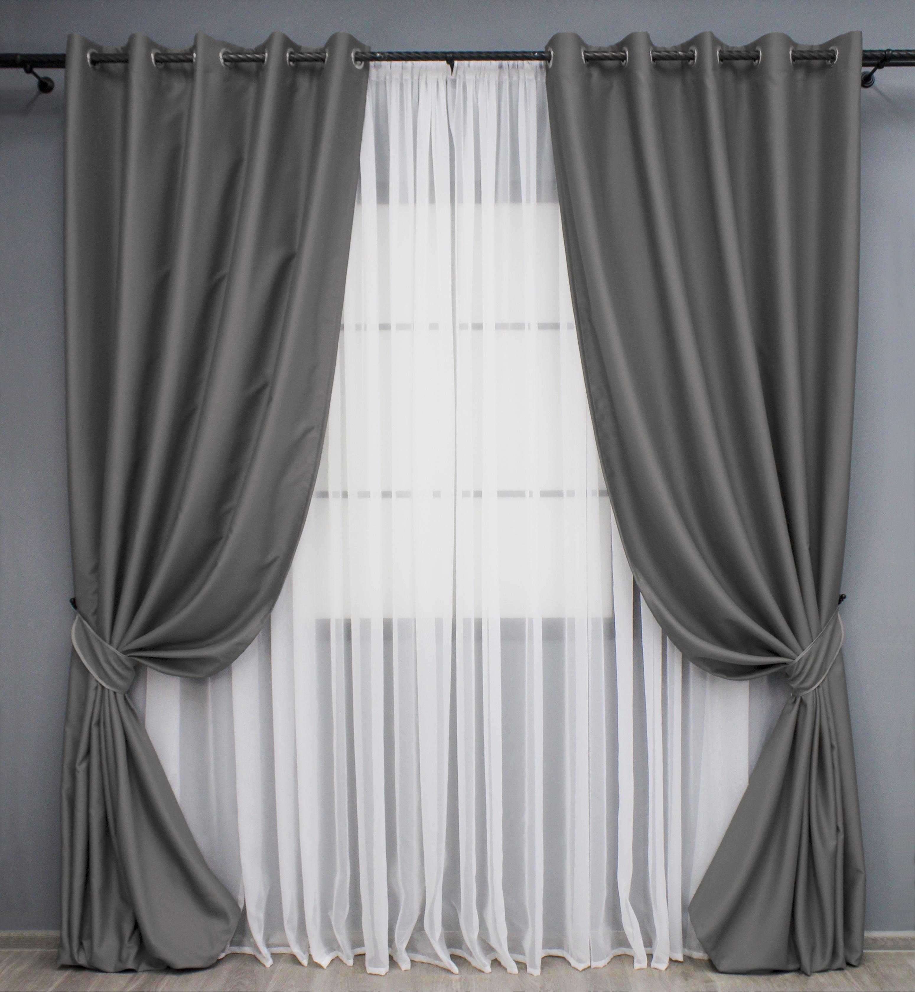 Комплект штор на люверсах VR-Textil Midnight №1671ш 150х270 см 2 шт. Серый (37-0208)