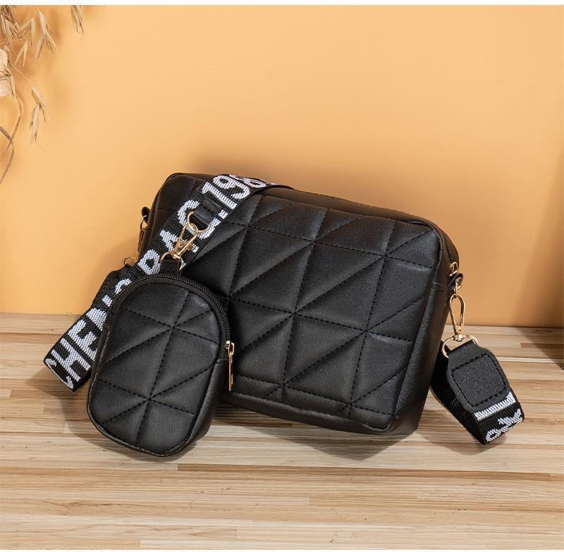 Сумка месенджер жіноча з плечовим ремінцем та гаманцем Чорний - фото 2