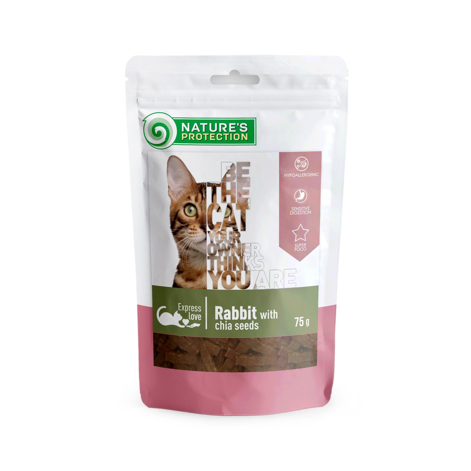 Ласощі для котів Nature's Protection snack for cats with rabbit and chia seeds з кроликом 75 г (SNK46115)