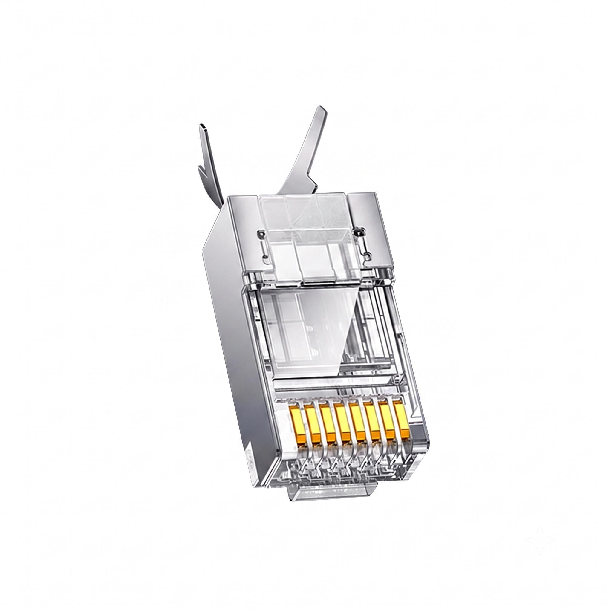 Коннектор RJ-45 UGREEN NW184 10 шт. Cat 6 экранированный 8P8C позолота контактов 30 μin Прозрачный/Серебряный/Золотой (85398)