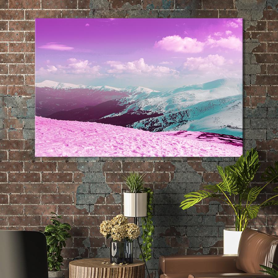 Настенний декор Розовый горный пейзаж 120x80 см (1898-1)