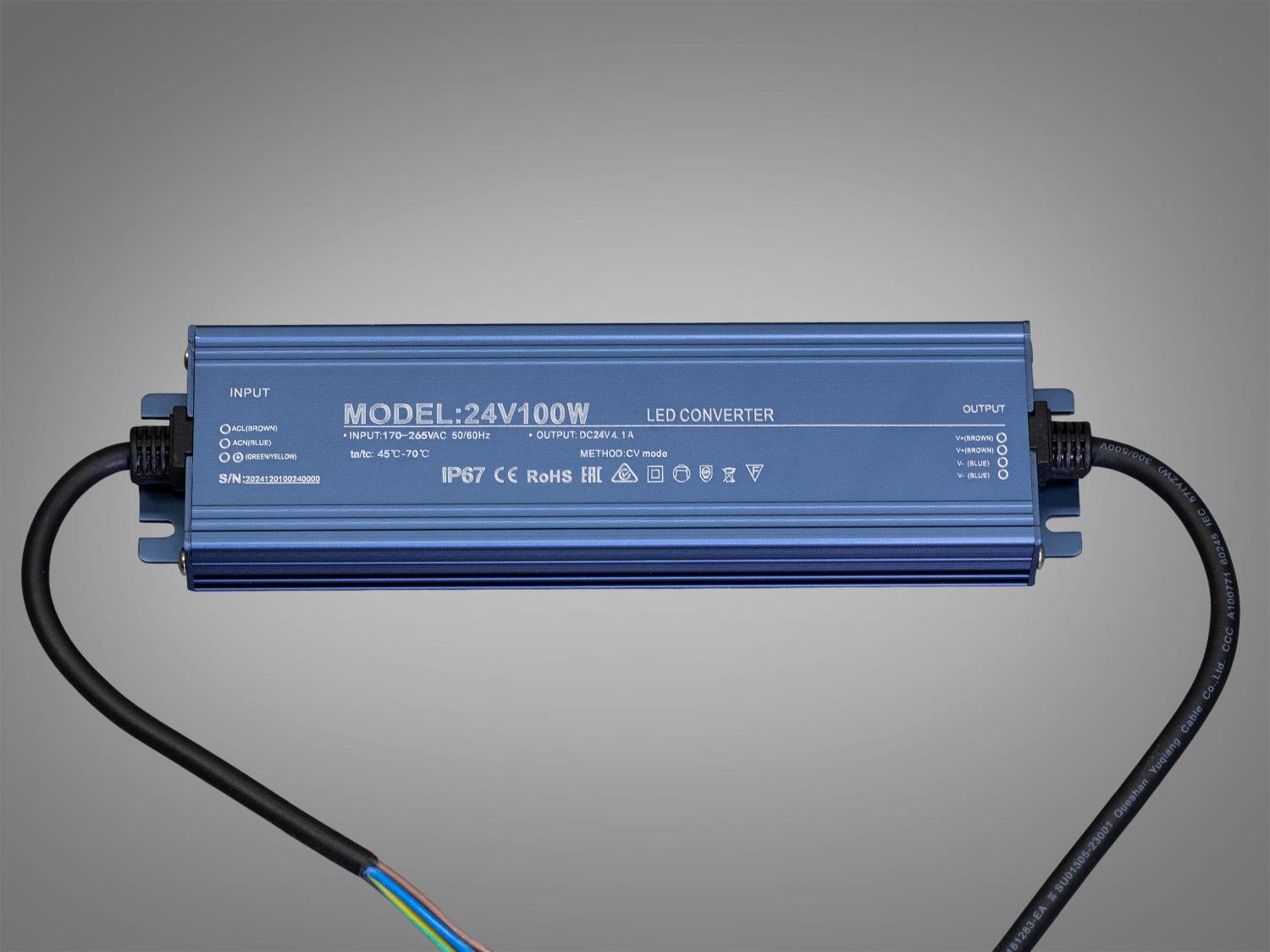 Блок живлення для підключення LED стрічки 24 В 100 Вт 4,17А (PPF-PW-IP68-24 В-100w)