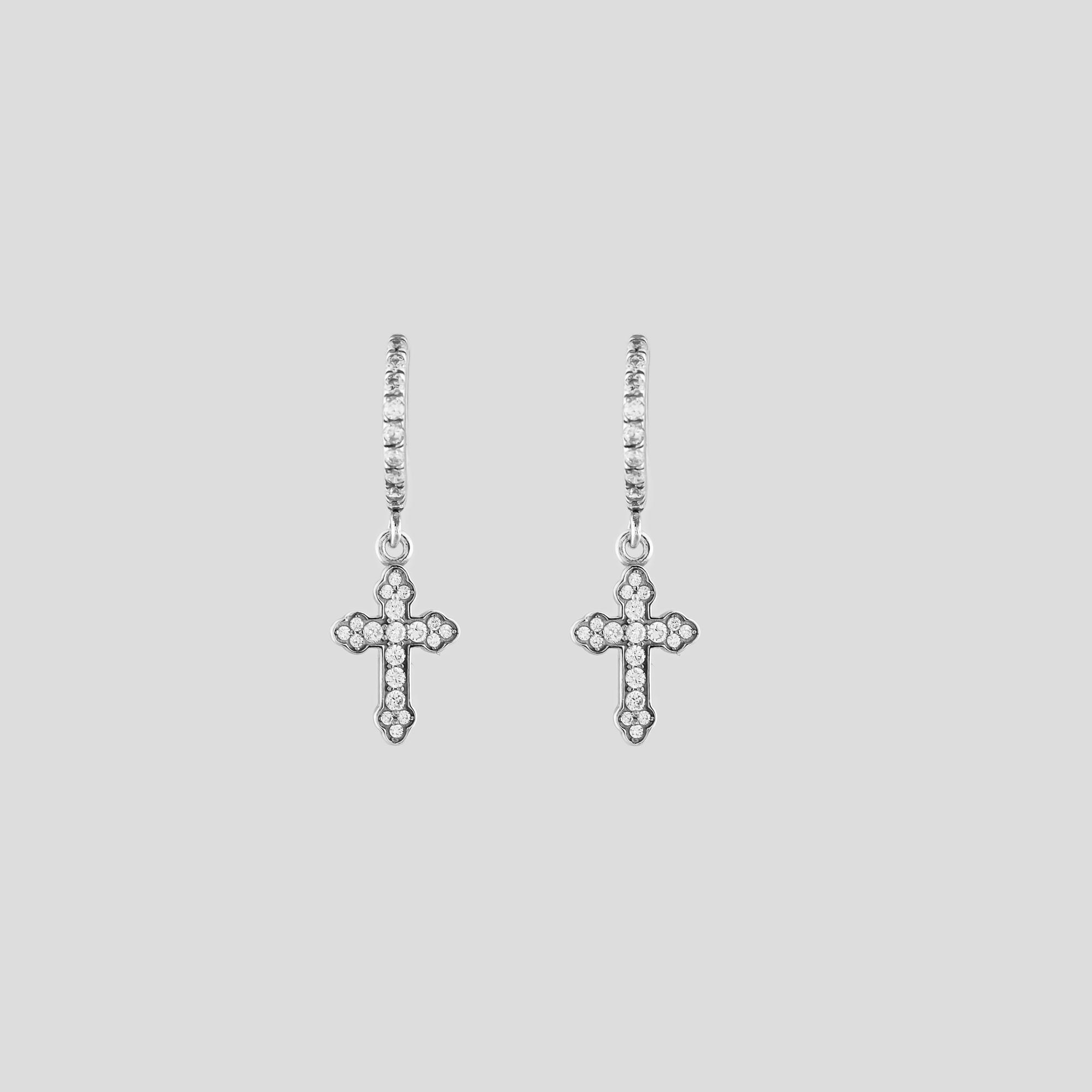 Серебряные серьги Minimal Крестики (16589)
