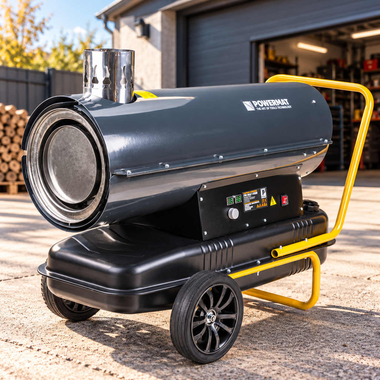 Пушка дизельная тепловая Powermat PM-NAG-65MK 65 кВт 1100 м3/ч 68 л цифровой термостат два дисплея транспортные колеса и ручка Пушка дизельная тепловая Powermat PM-NAG-65MK 65 кВт 1100 м3/ч 68 л цифровой термостат два дисплея транспортные колеса и ручка
