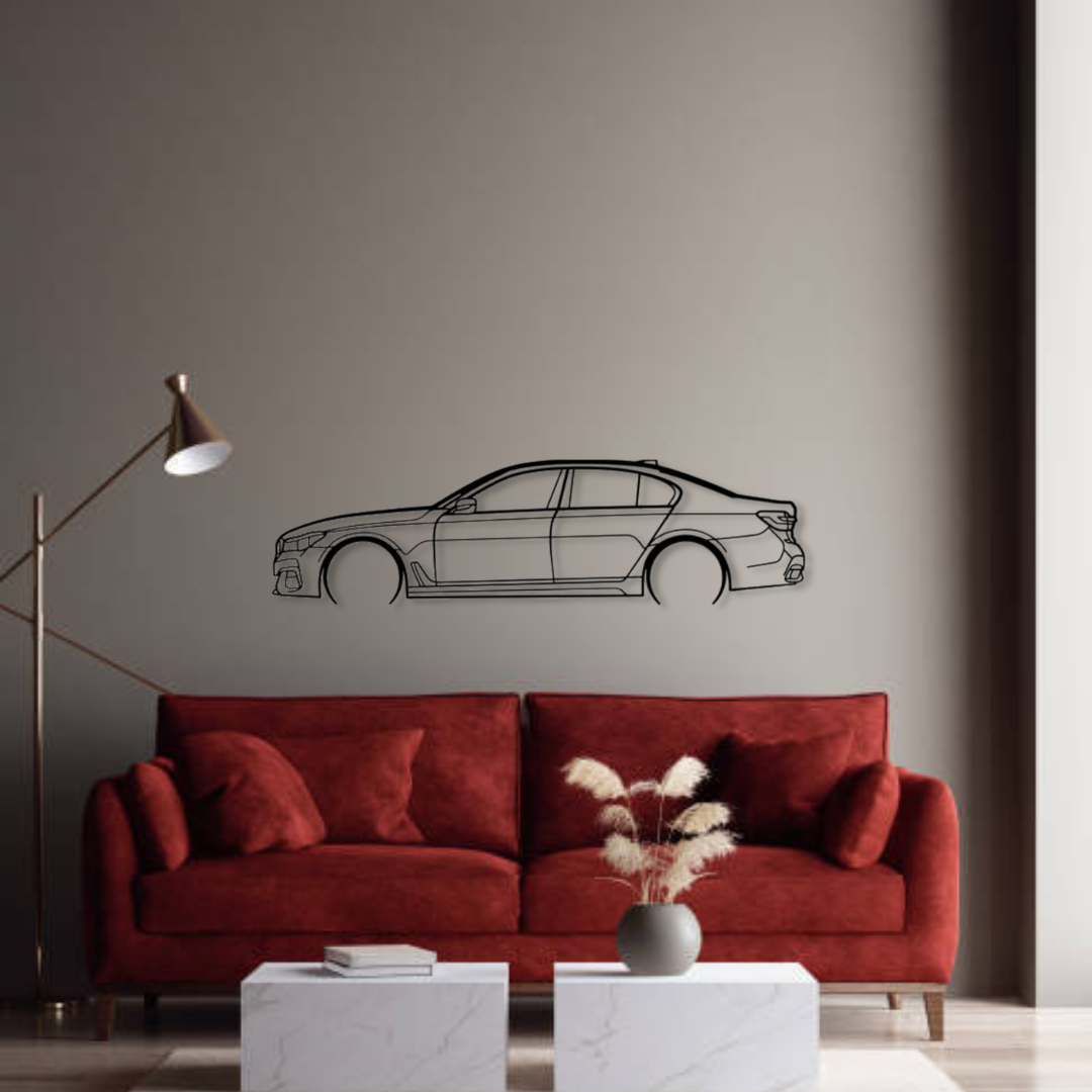 Декор на стену авто BMW 7 Series G12 750i из металла 120 см (auto227)