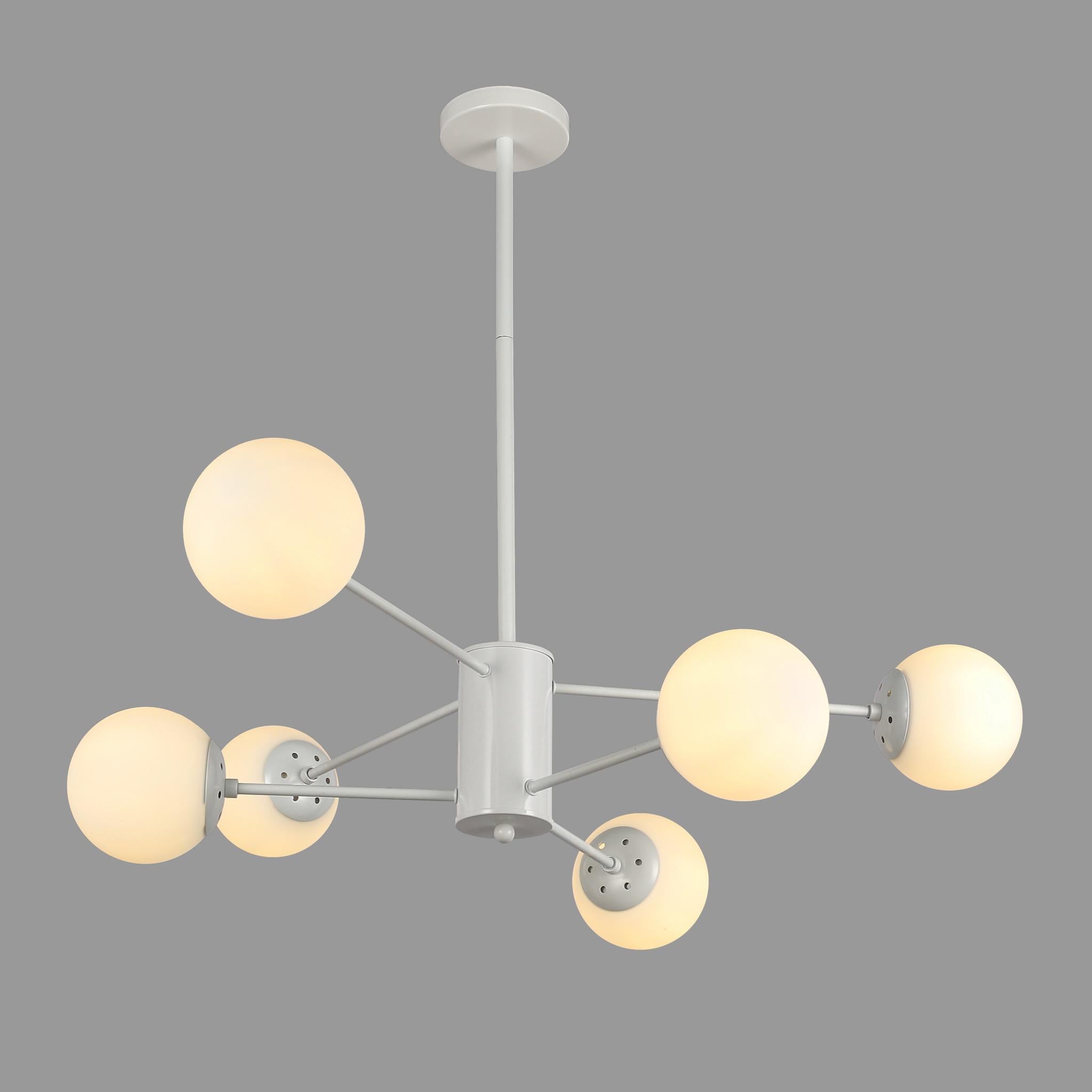 Люстра Molecule на 6 ламп с белыми плафонами Белый