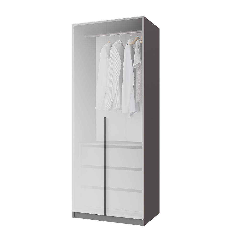 Шафа розпашна з тумбою Меблітренд Чиназес ЧиТ-800 800х500х2050 мм Графітовий/Білий (27261813) - фото 3 Шафа розпашна з тумбою Меблітренд Чиназес ЧиТ-800 800х500х2050 мм Графітовий/Білий (27261813) - фото 3