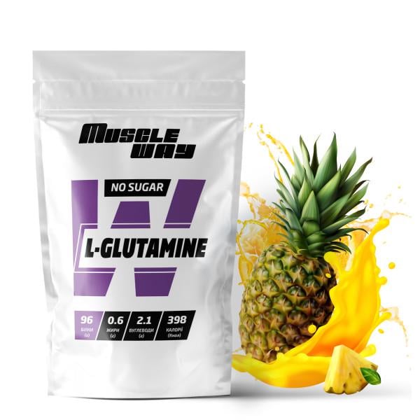 Аминокислота MuscleWay L-Glutamine Ананас для мышечной ткани на 100 порций 500 г (21-125-glu-mw-rs500.10)