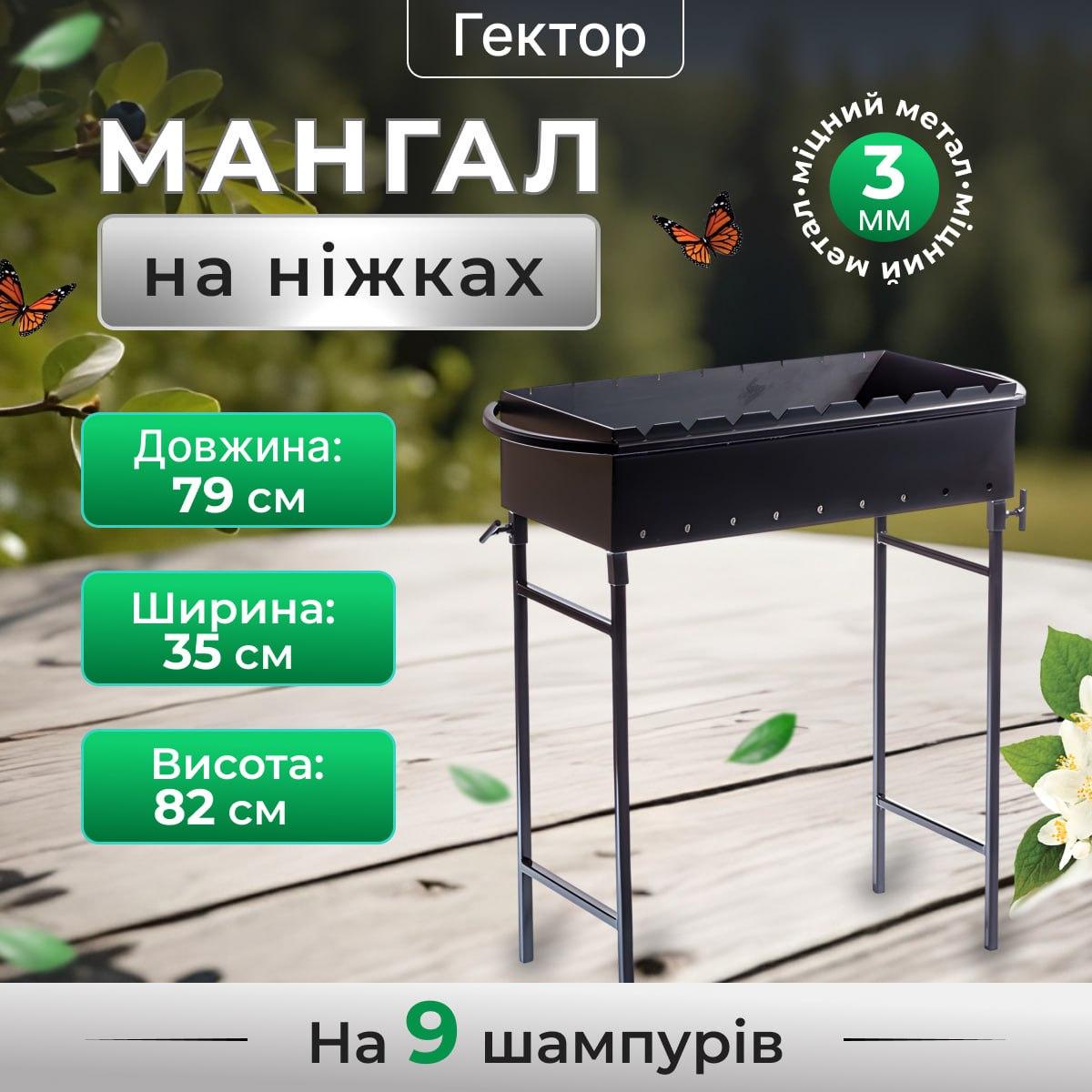 Мангал Розбірний Гектор зі знімними ніжками на 9 шампурів 3 мм (MN9-3) - фото 2