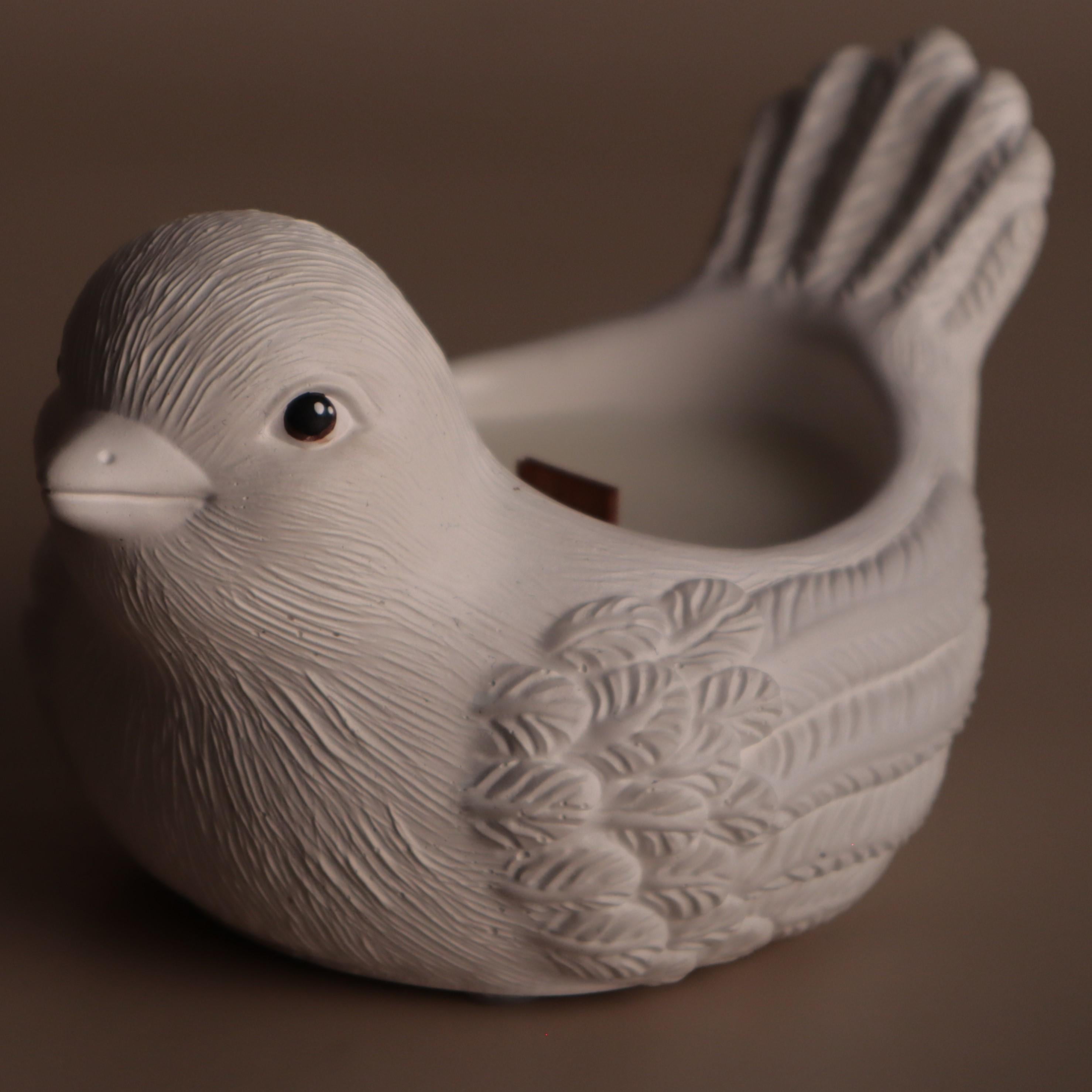 Аромасвічка соєва Wax Harmony Ваніль у гіпсовому кашпо Пташка Білий (1000321)