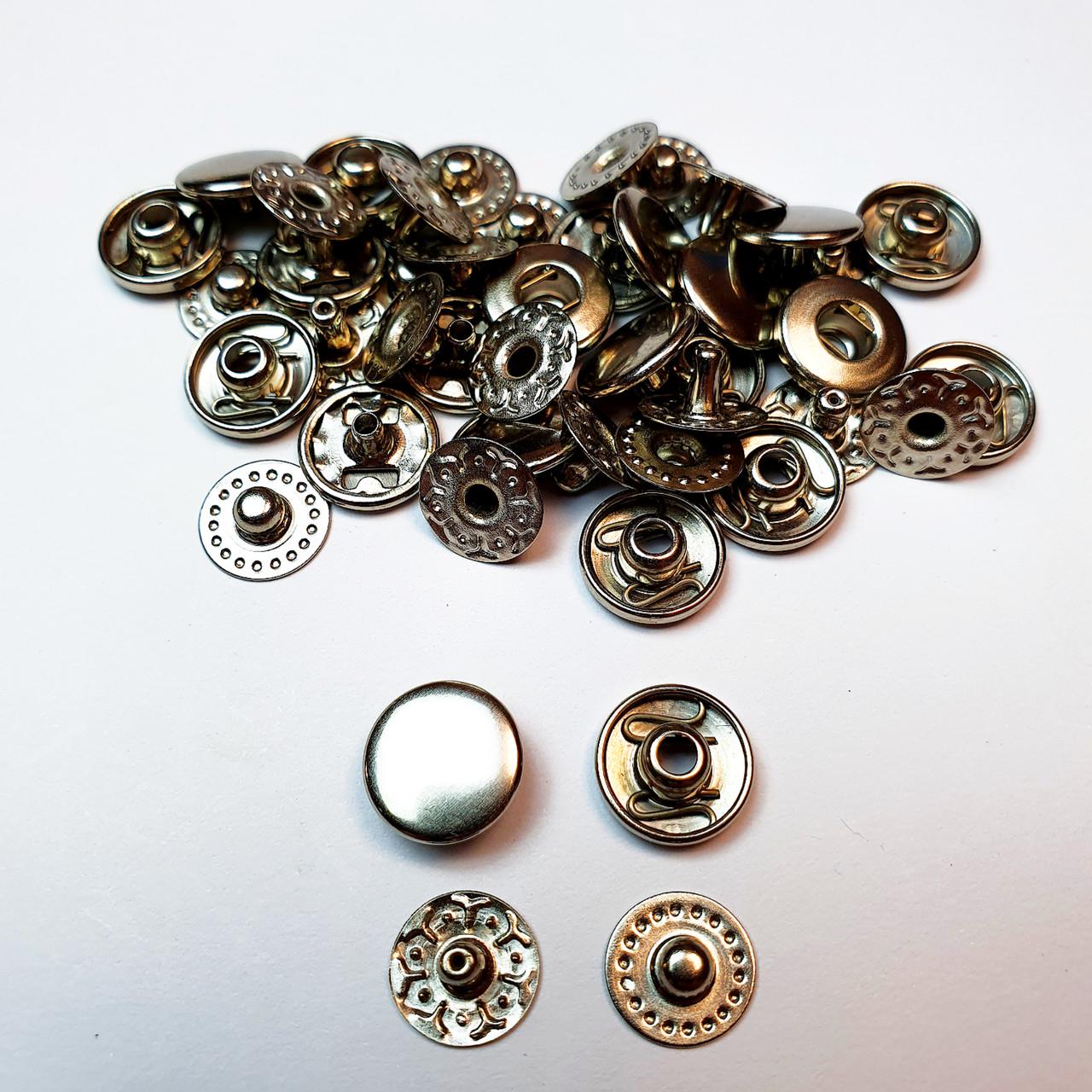 Кнопка металева Strong Alfa VT-2 10,5 мм 10 шт. Сріблястий нікель