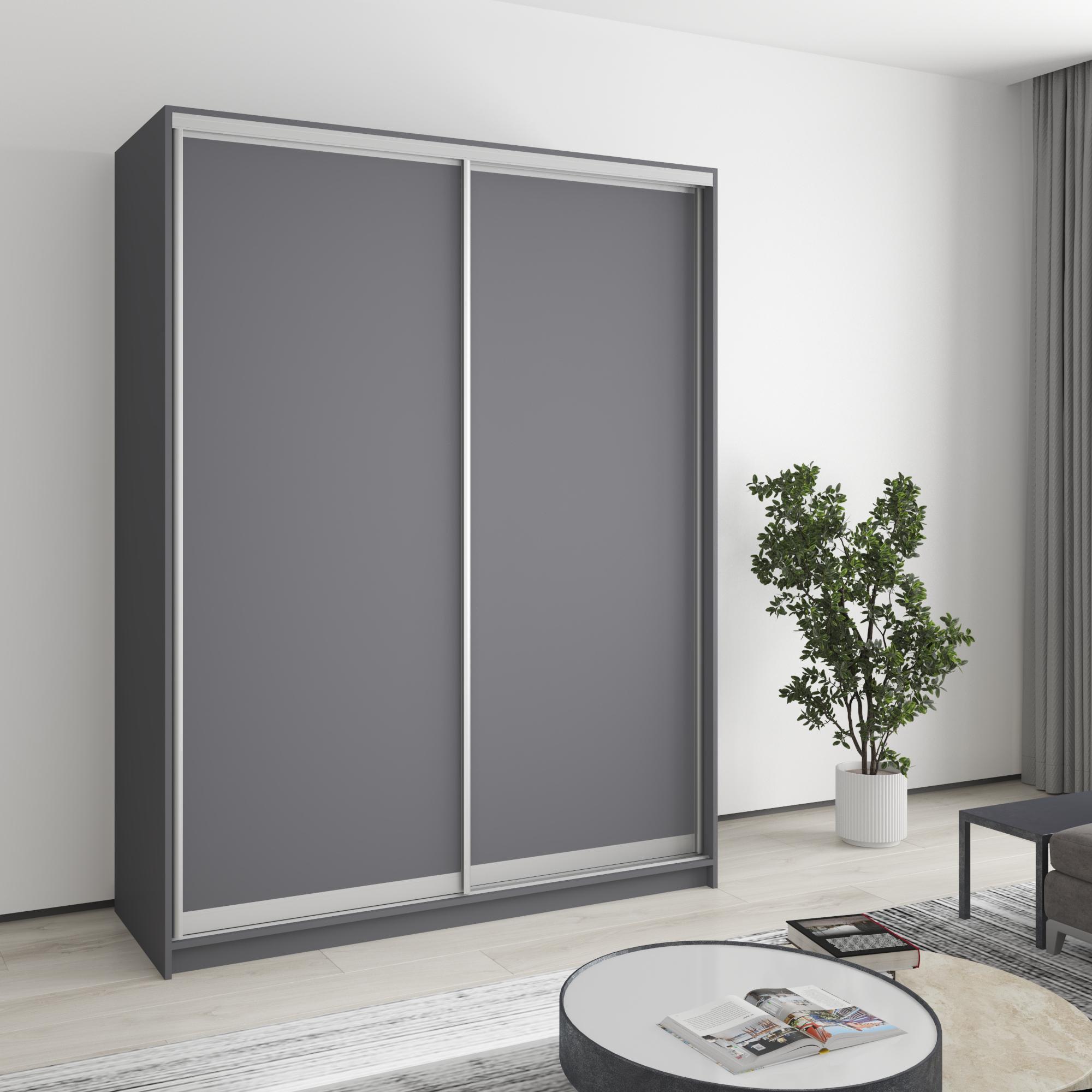 Шкаф-купе двухдверный MebelStar Комбо AL 2 ДСП 160x45x210 см Антрацит (MBS-2679)