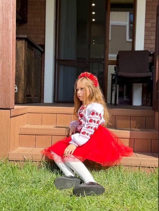 Костюм вышиванка для девочки 122 см Белый/Красный - фото 3 Костюм вышиванка для девочки 122 см Белый/Красный - фото 3