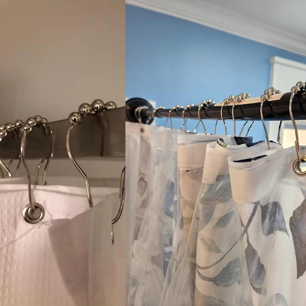 Кольца-крючки роликовые на шторку для ванной и душевой комнаты металлические 12 шт. Никель - фото 3 Кольца-крючки роликовые на шторку для ванной и душевой комнаты металлические 12 шт. Никель - фото 3