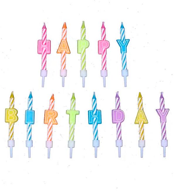 Свечи для торта Happy Birthday 6 см 13 шт. Ассорти (1353815)