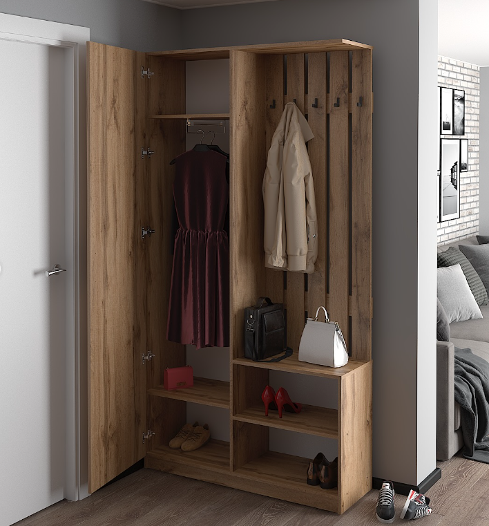 Гостиная с зеркалом и полками Toni 1100х350х2100 мм Дуб Аппалачи