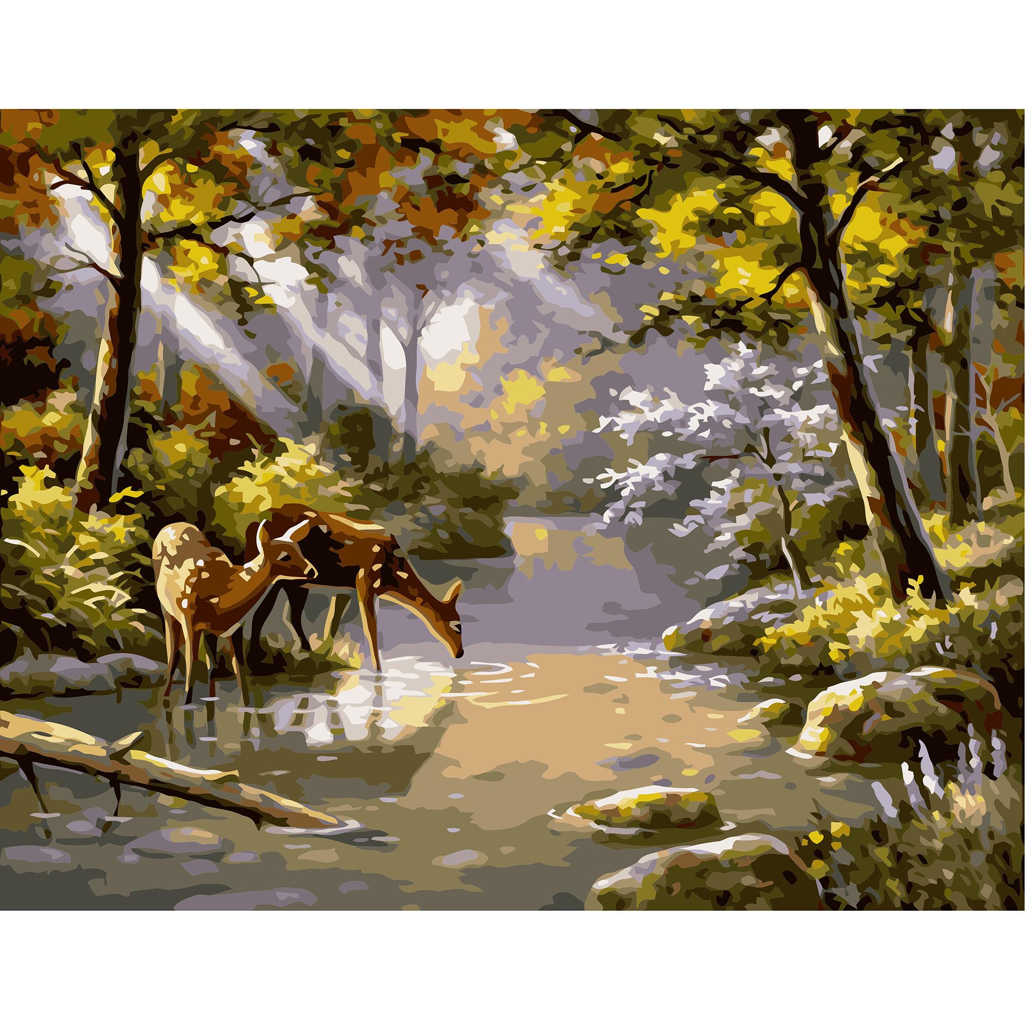 Картина по номерам Strateg Косули на водопое 40x50 см (VA-1647)