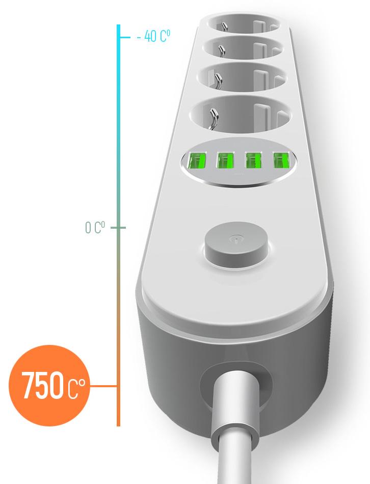 Подовжувач-фільтр мережевий ColorWay CW-CHE44W 4xUSB 4 2 м White (215117) - фото 3