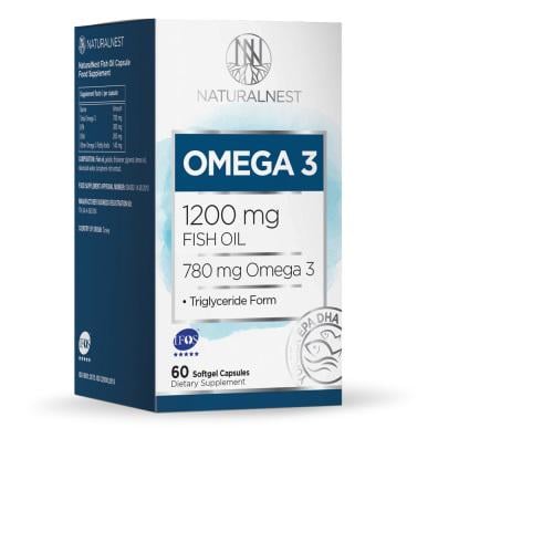 Натуральная добавка диетическая NATURALNEST Omega 3 с рыбьим жиром 60 желатиновых капс. (444702) - фото 1