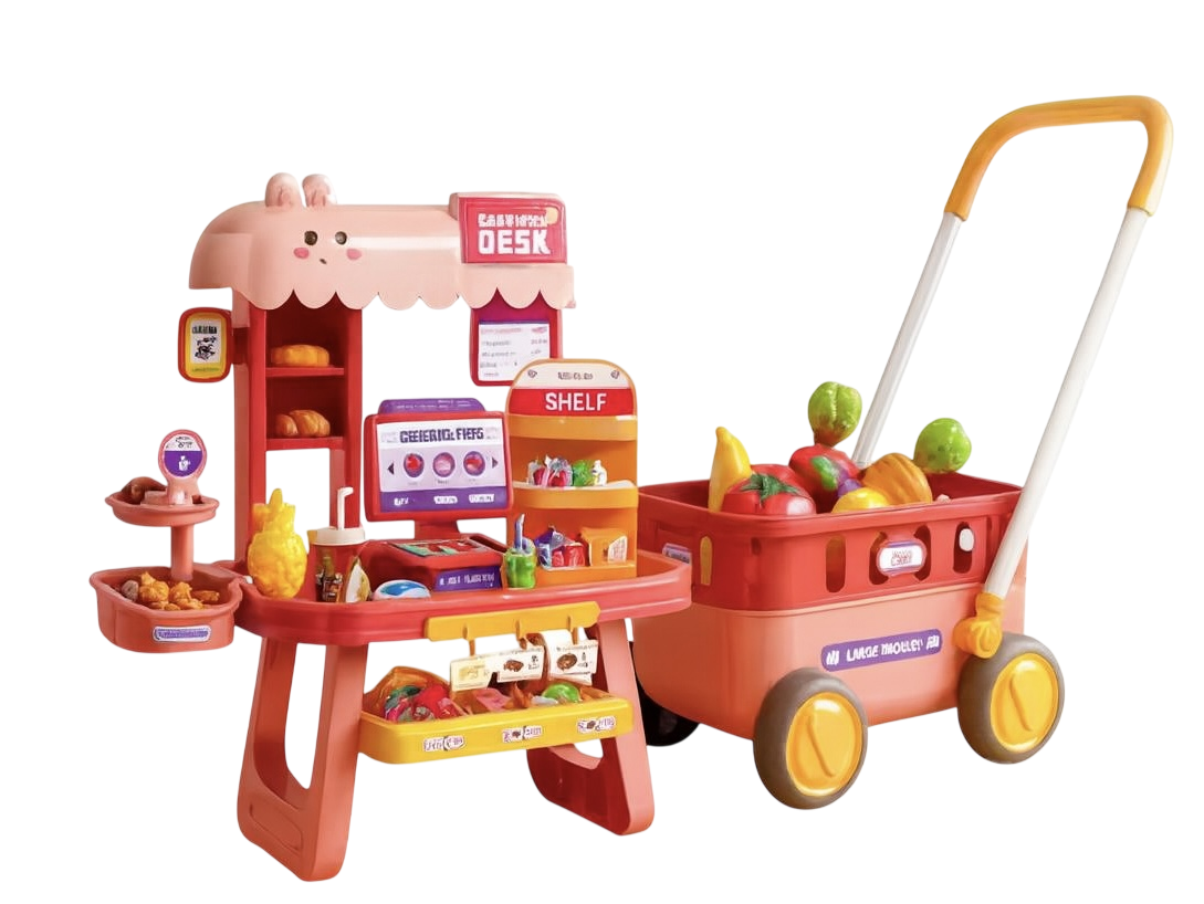 Игровой набор Super Market 2в1 тележка для покупок/кассовый аппарат Красный (135)