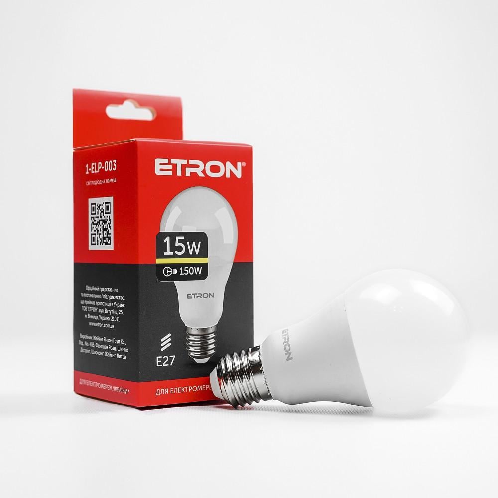 Світлодіодна лампа ETRON 15W A65 3000K E27 Теплий білий (1-ELP-003)