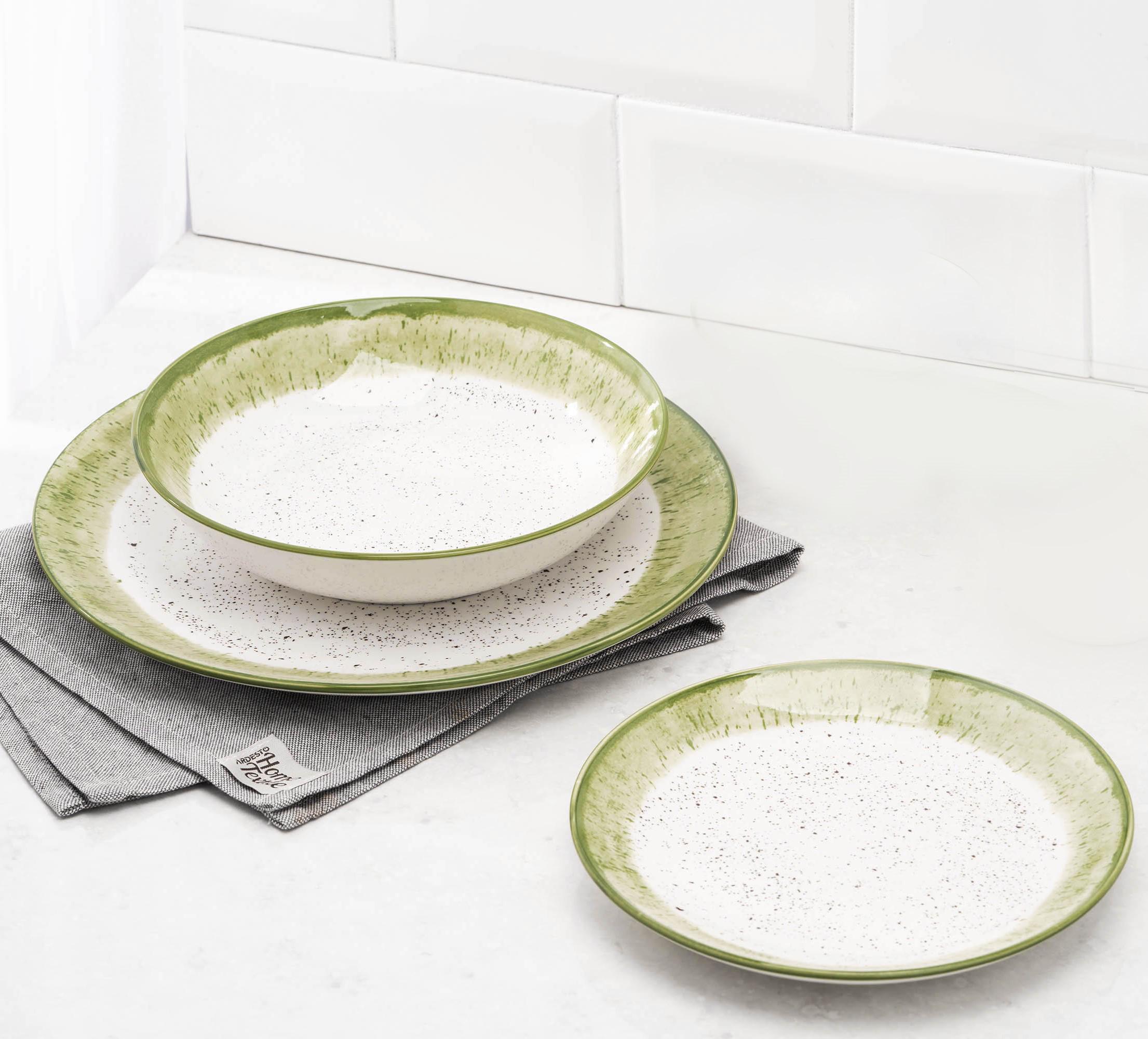 Столовый сервиз Ardesto Siena 3 предмета 1 персона фарфор Бело-зеленый - фото 2