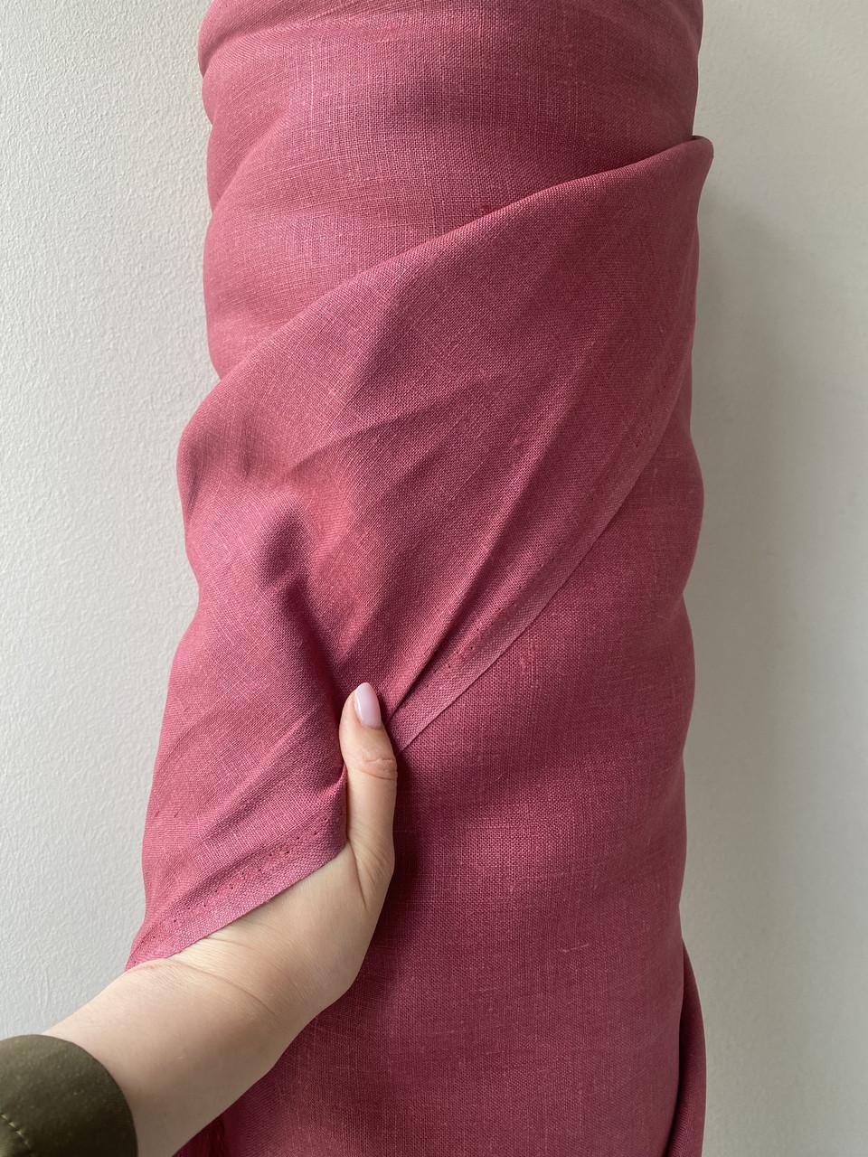 Ткань LINEN PLUS 100% лен 143 см 496 Бордовый - фото 3