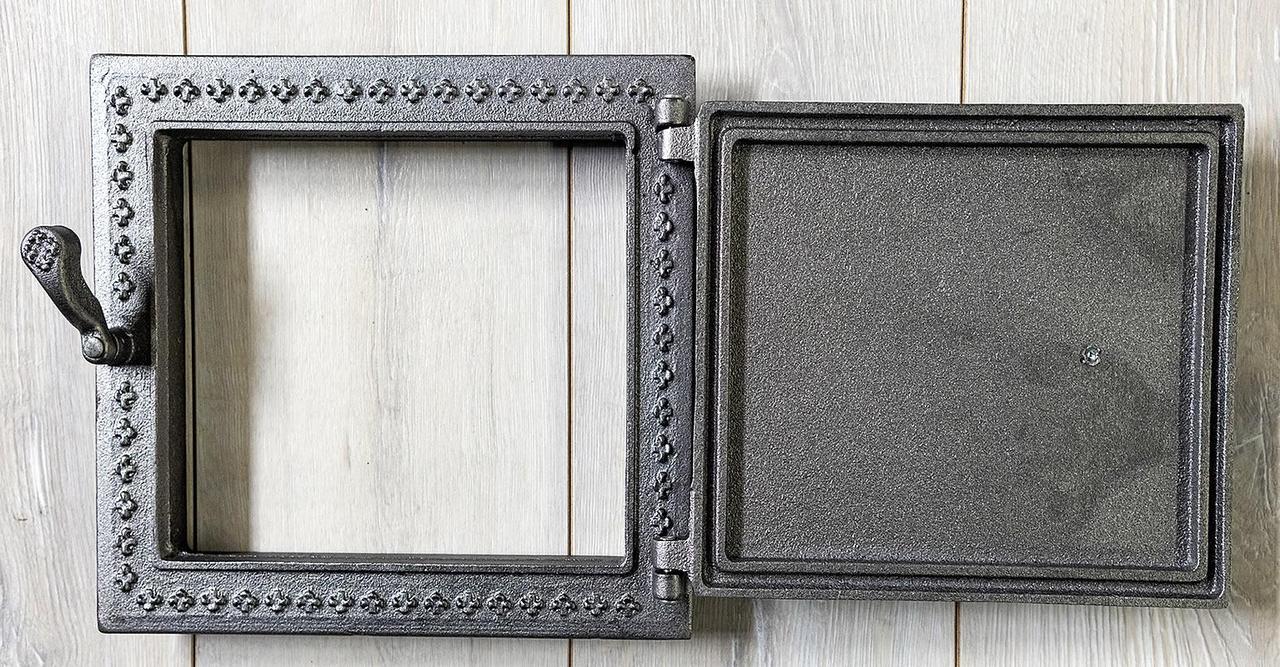 Дверца топочная для камина KHLP Дубок из чугуна с узором 295х250 мм - фото 2