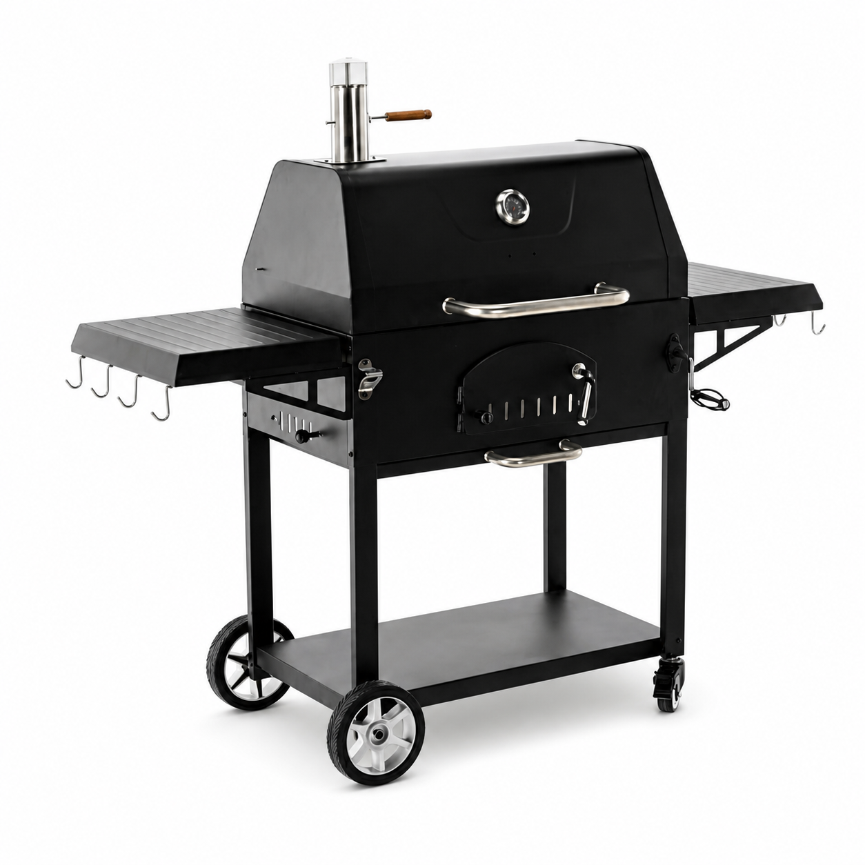 Мангал с решеткой VULCANO BBQ5221 чугунная решетка на колесах угольный с раскладной полками 153x65x137 см