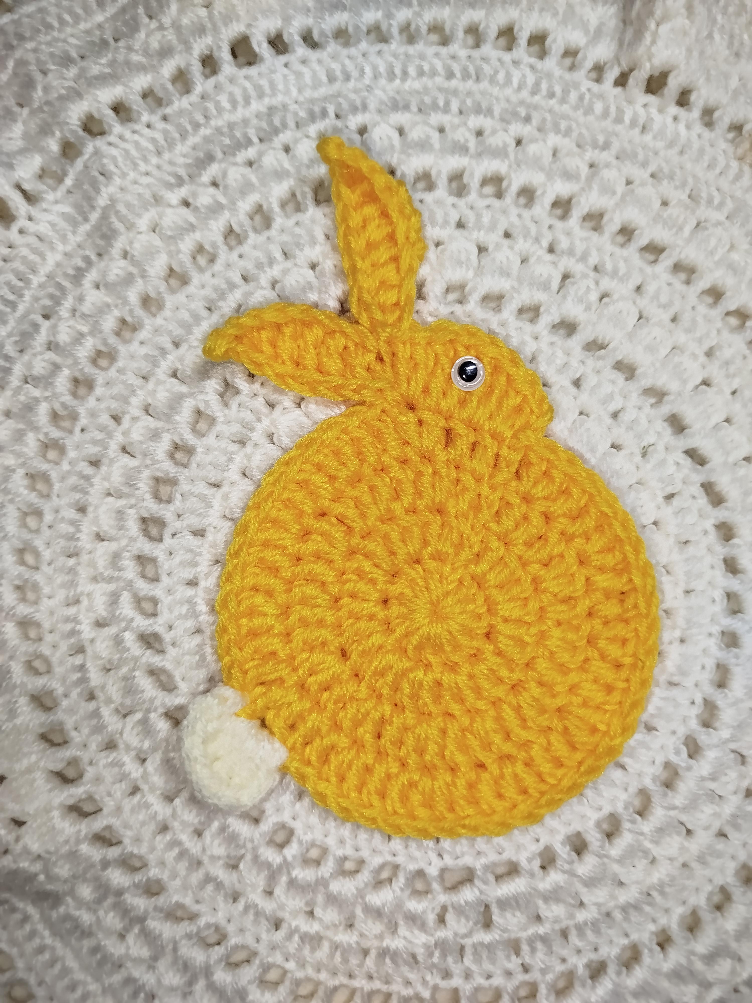 Підставка під чашку в’язана Великодній Кролик 10 см Жовтий
