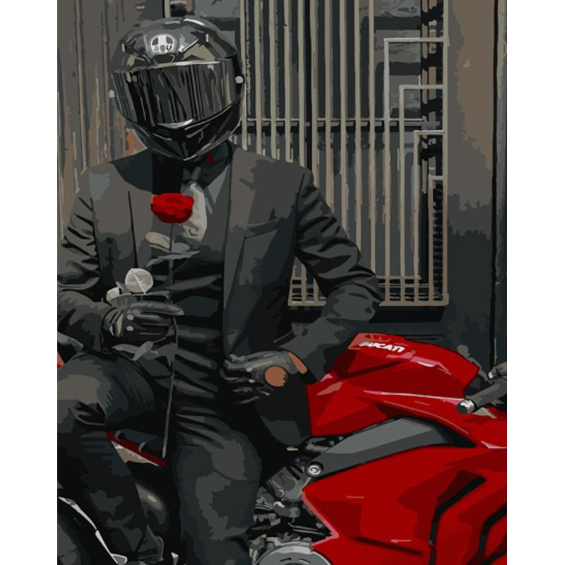 Картина по номерам Strateg Премиум Любимый на байке 40x50 см (GS1032)